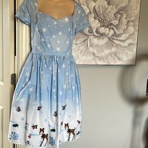 Hell Bunny Vixen Noelle Dress Winter Animal Print Sz 2X